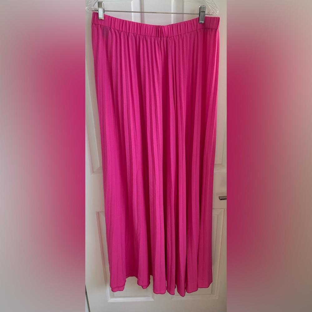 SHEIN Pink Pleated Maxi A-Line Skirt